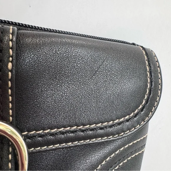 Coach Y2K SoHo Black Leather Silver Buckle Flap, Zip Clutch Wallet Wristlet - Picture 8 of 17